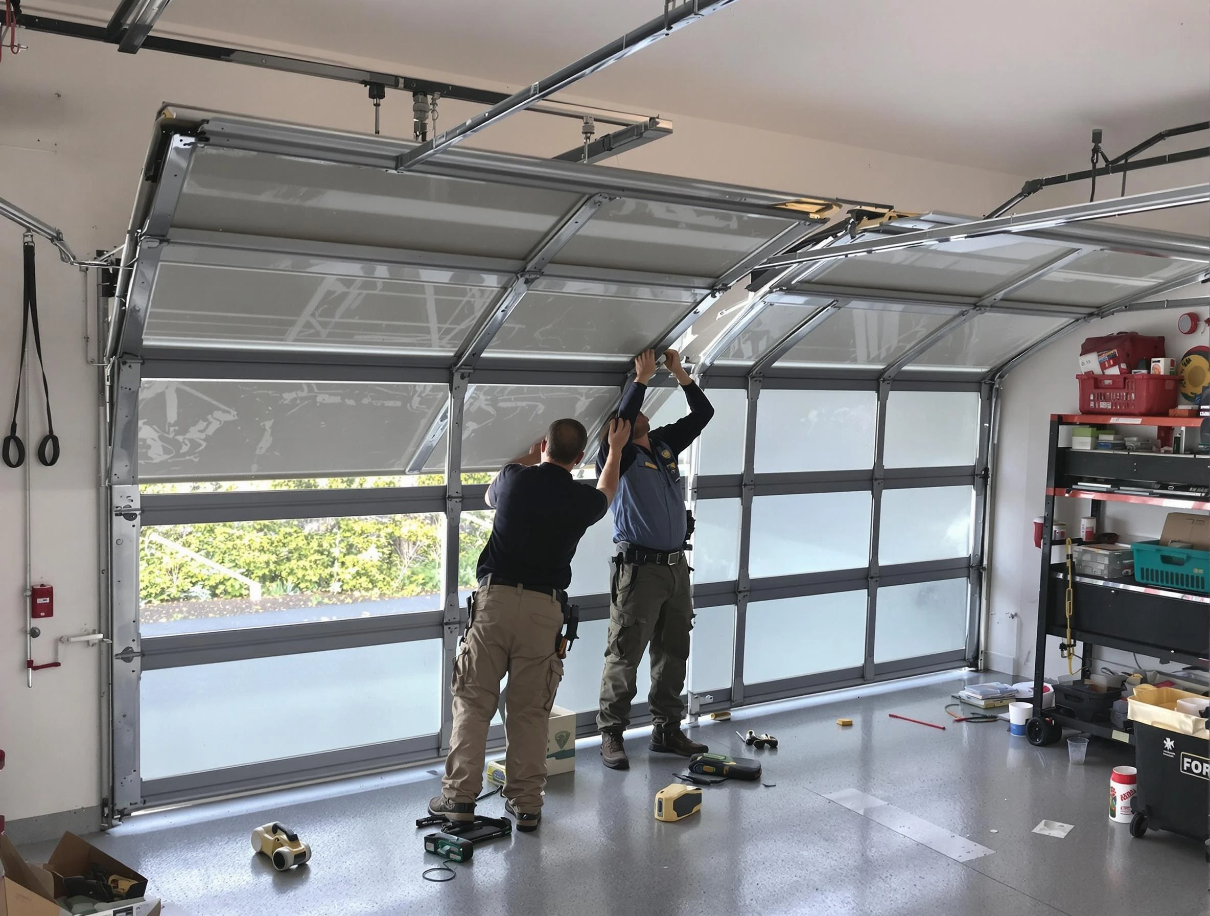Leeds Garage Door Repair expert performing precise panel replacement on Leeds garage door