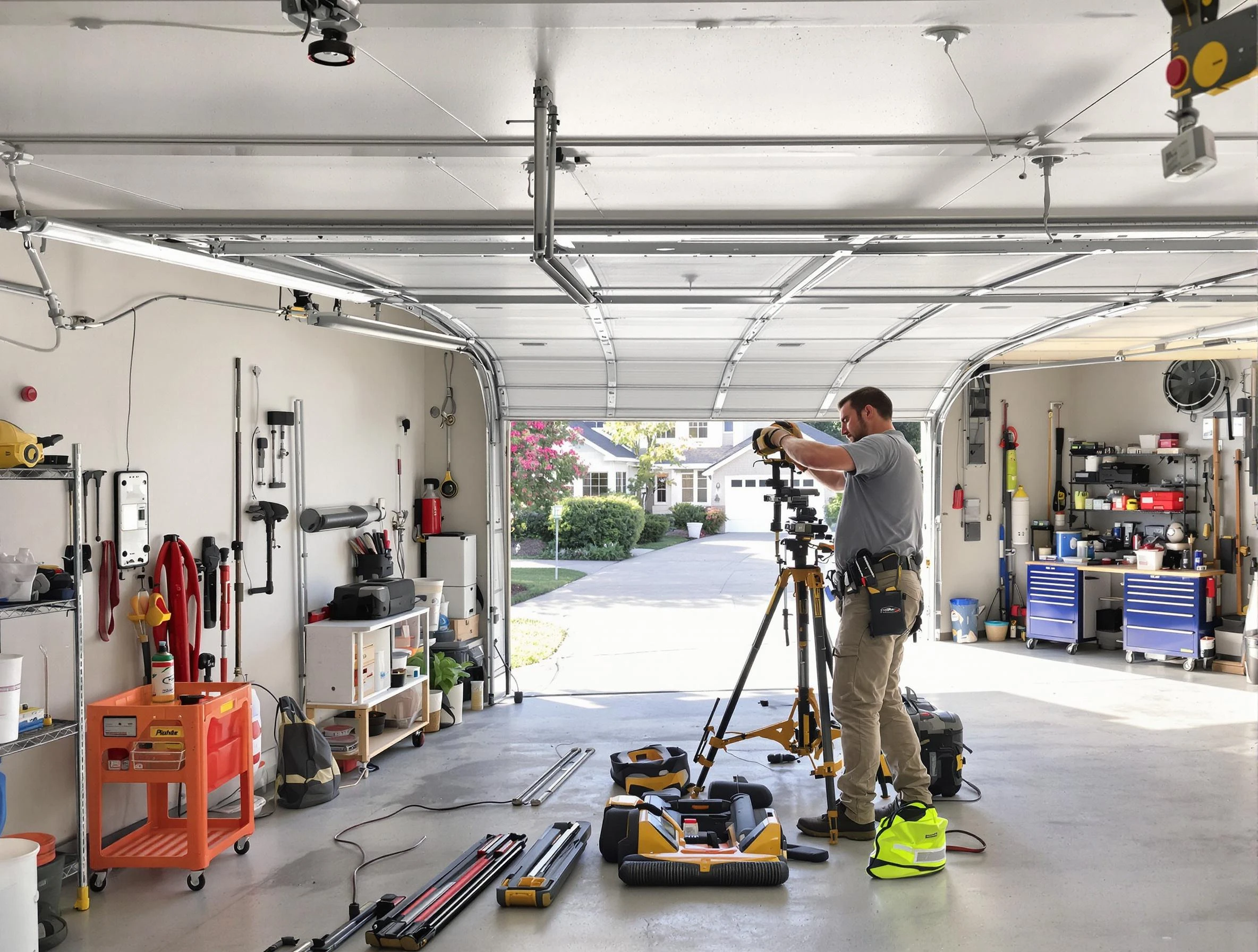 Leeds Garage Door Repair specialist performing laser-guided track alignment in Leeds